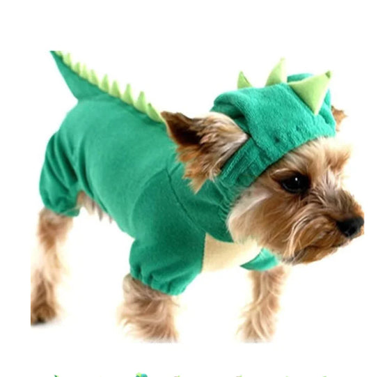 Dinosaur Dog Costume – Soft Plush Hoodie for Small Dogs