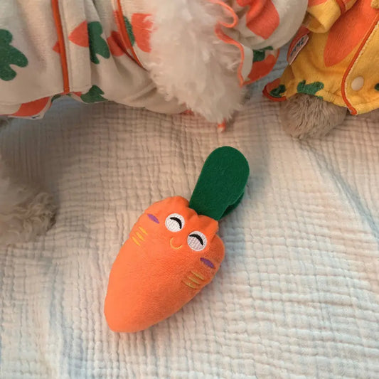 Cheeky Carrot Plush Squeaky Toy for Playful Pups