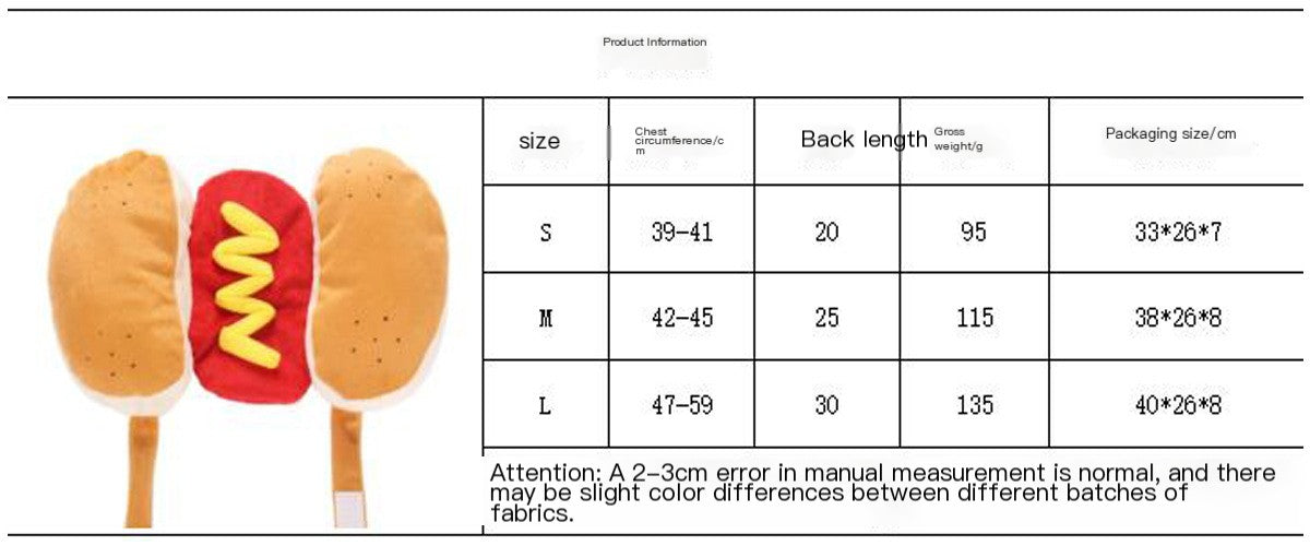 Hot Dog Pet Costume – Funny Halloween Outfit for Dogs n Cats