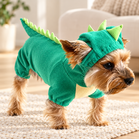 Dinosaur Dog Costume – Soft Plush Hoodie for Small Dogs