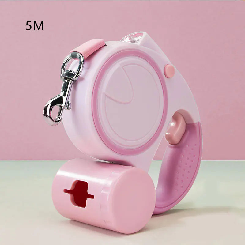 Retractable Dog Leash with Light – Automatic Lead for Safe Night Walks