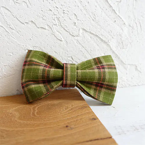 Adjustable Olive Plaid Dog Collar with Leash