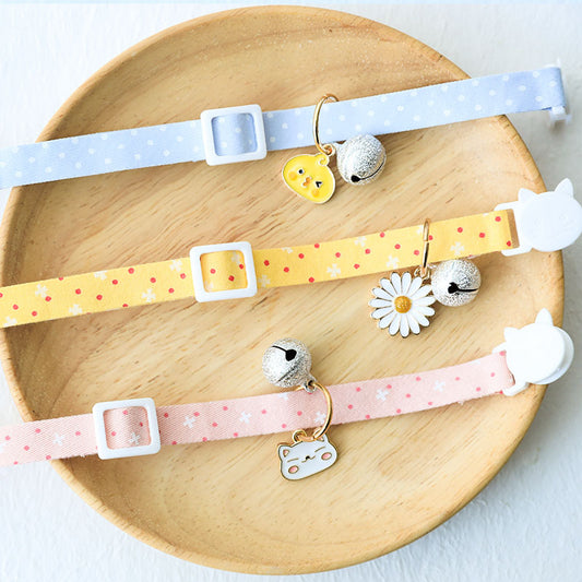 Cute Pet Collar – Adjustable Pastel Collar with Silver Bell n Anti-Lost Tag