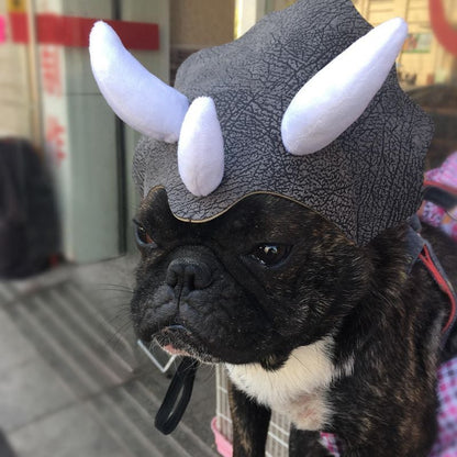 Triceratops Pet Hat – Dinosaur Costume for Dogs n Cats