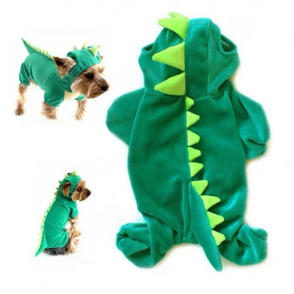 Dinosaur Dog Costume – Soft Plush Hoodie for Small Dogs