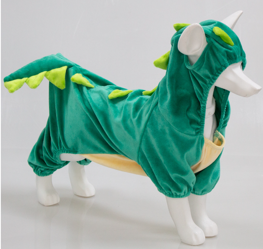 Dinosaur Dog Costume – Soft Plush Hoodie for Small Dogs