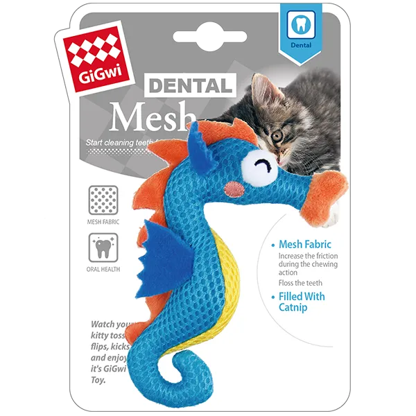 GiGwi Dental Mesh Catnip Seahorse Cat Toy – product view