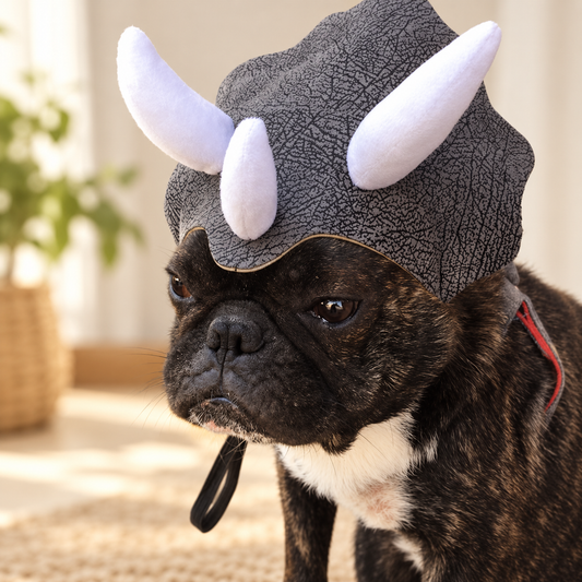 Triceratops Pet Hat – Dinosaur Costume for Dogs n Cats